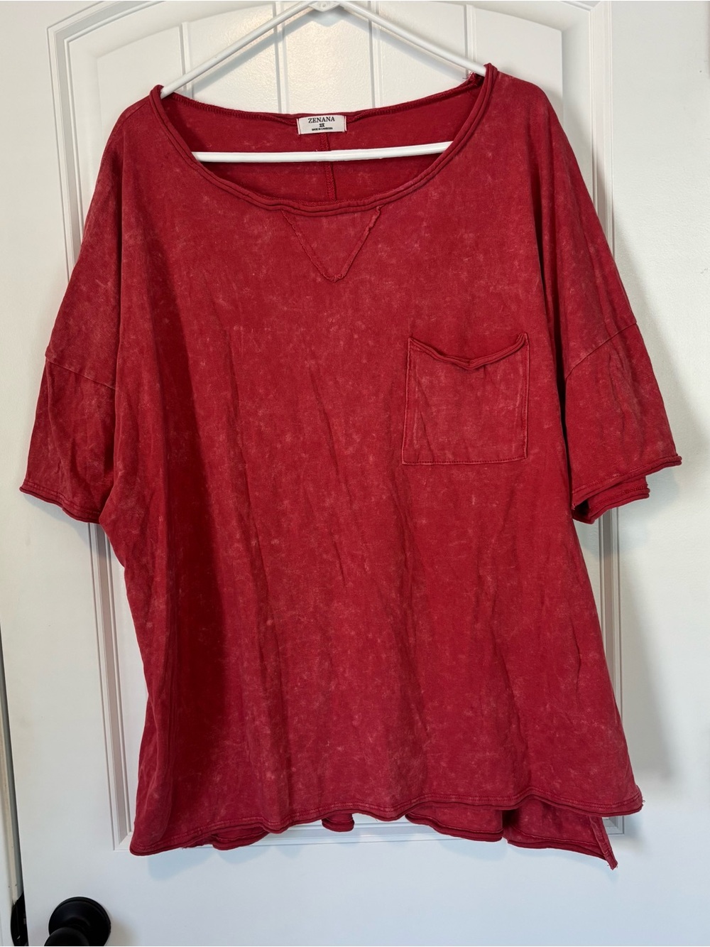 Zenana Red Short-Sleeve Pocket Tee - Women's Size 2X